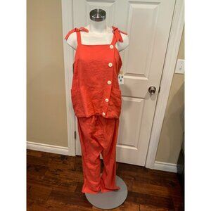 Intropia Coral Orange Sleeveless Jumpsuit W/ Pockets Size 10 NWT! $235
